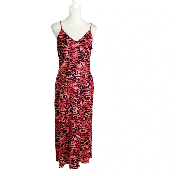 ALLSAINTS Hera Ambient Animal Print Slip Dress Red Size L NWT - Picture 6 of 16